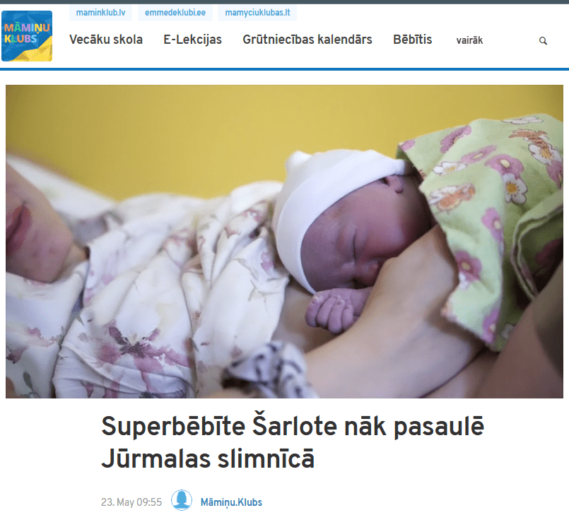 Superbēbīte Šarlote nāk pasaulē Jūrmalas slimnīcā